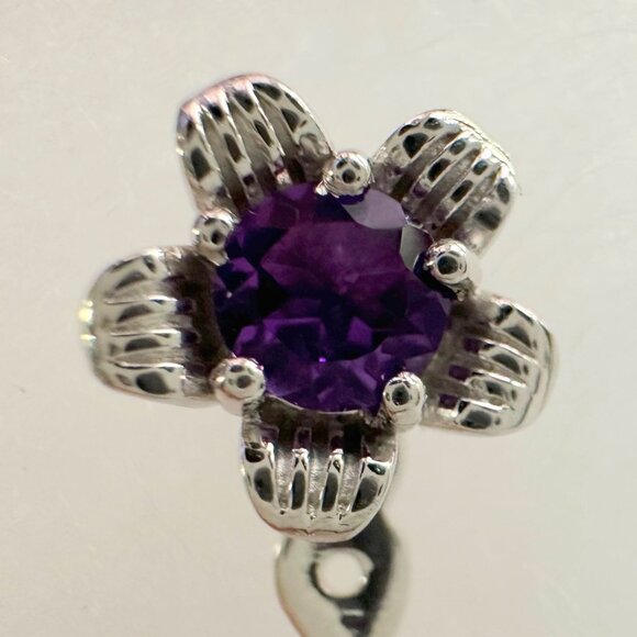 Amethyst Flower Stud Earrings with Beautiul (Removable) Rainbow Topaz Dangles - Picture 8 of 16